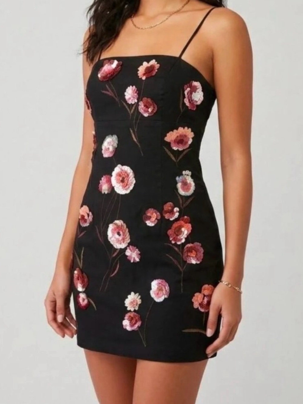 NWT Anthropologie Maeve The Brynne 3D Sequin Spaghetti-Strap Dress